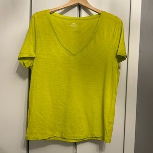 Jcrew vintage v-neck tshirt in citron green. Size XL